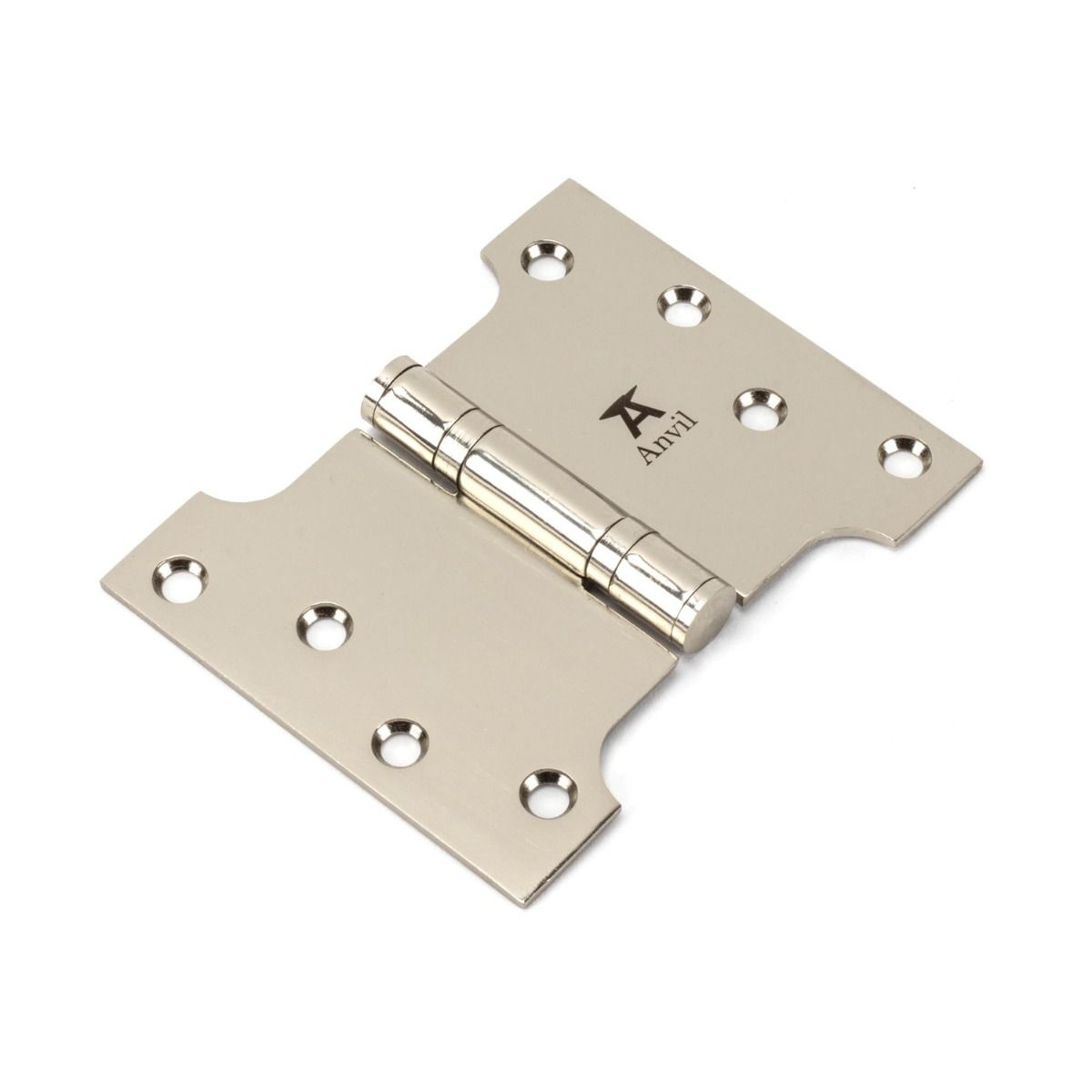The 3" Heavy Duty Parliament Door Hinges (Pair) in Polished Nickel Shown on a White Background