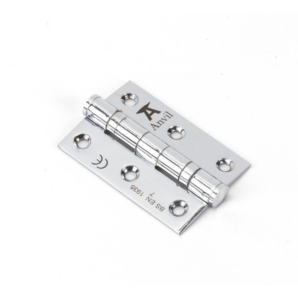 The 3 Stainless Steel Ball Bearing Butt Hinges (Pair) in Polished Chrome on a White Background