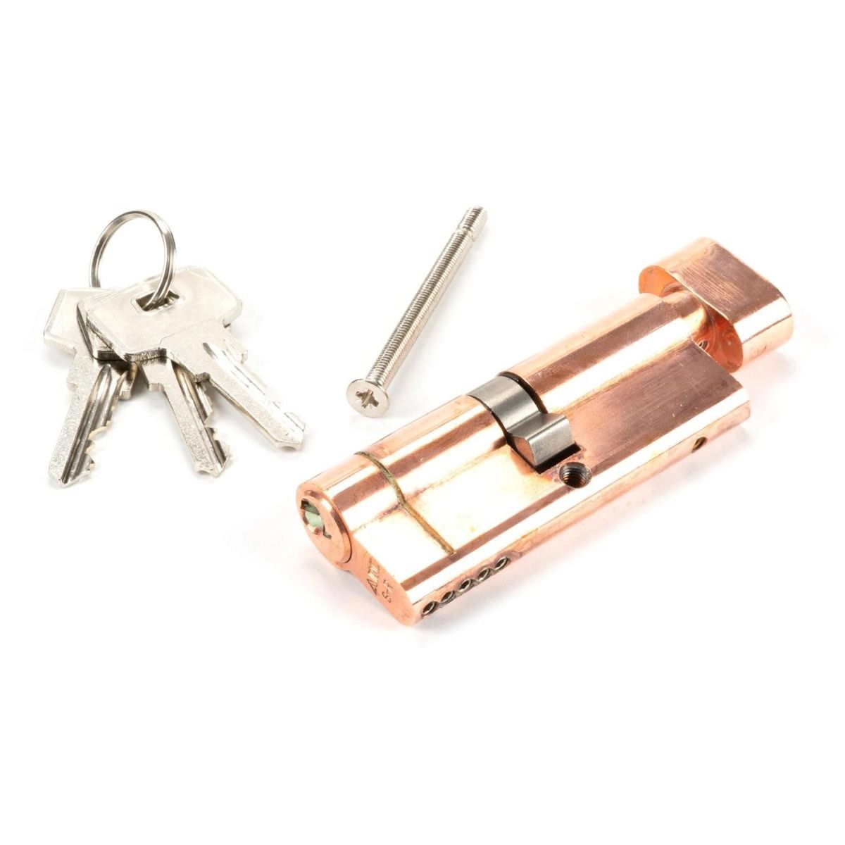 The 40/40 5-Pin Euro Cylinder Thumbturn Lock Keyed to Differ in Polished Bronze with Keys and Bolt 