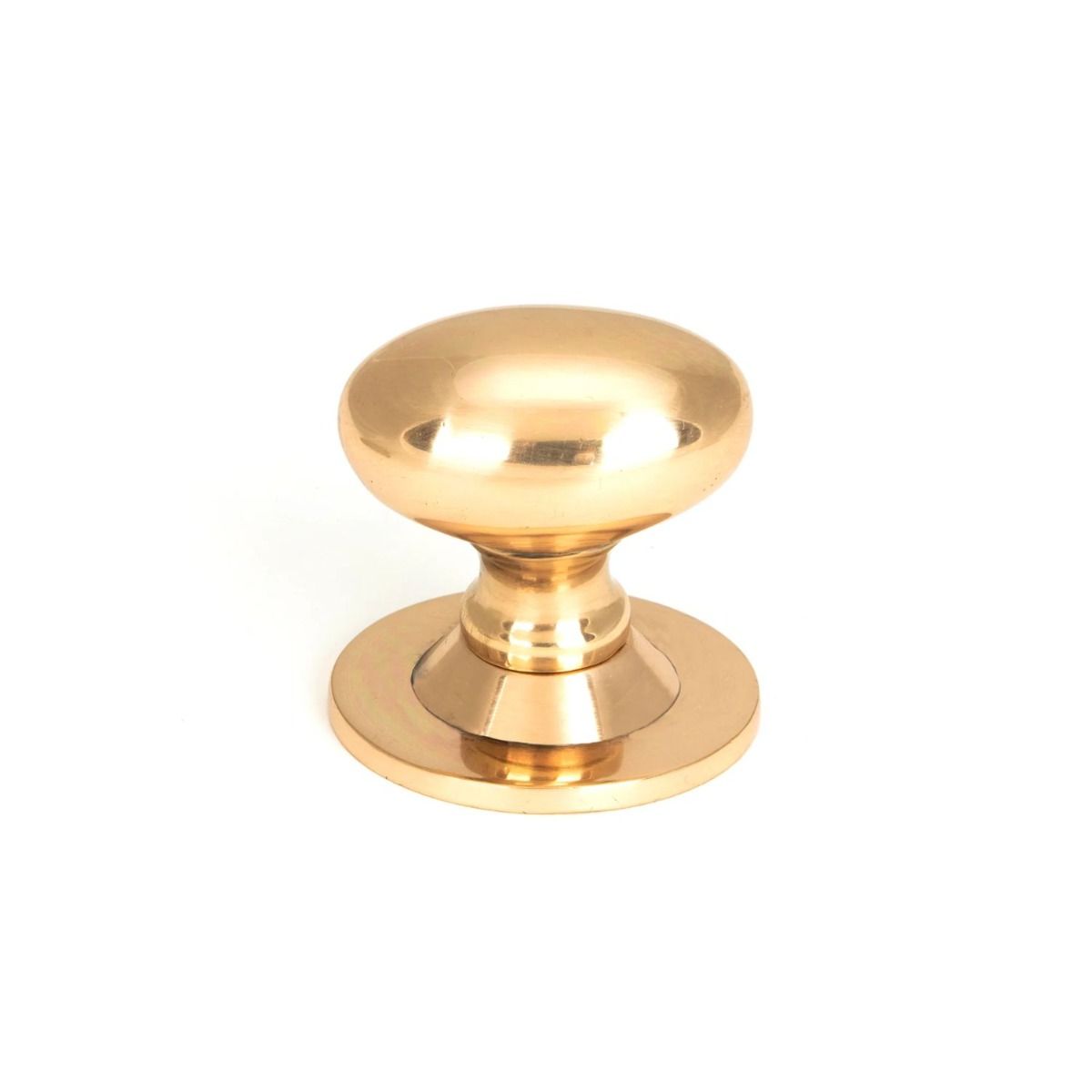 The Polished Bronze 40mm Traditional Oval Cabinet Knob Shown Upright on a White Background 