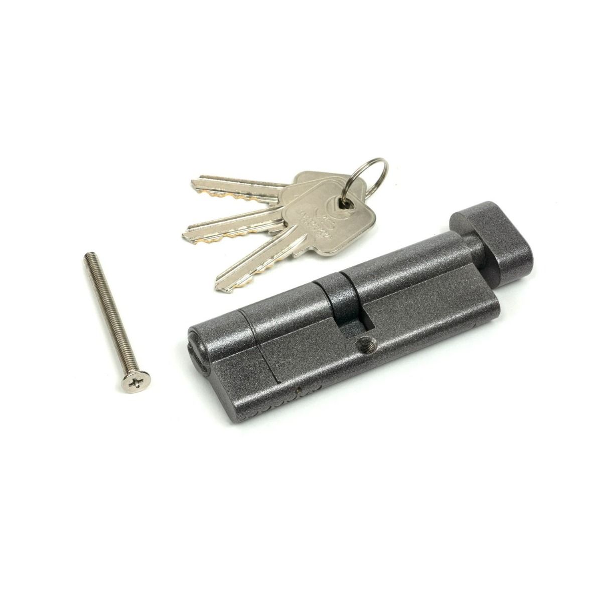 The 45/45 5-Pin Euro Cylinder Thumbturn Lock Keyed to Differ in Pewter with Keys and Bolt 