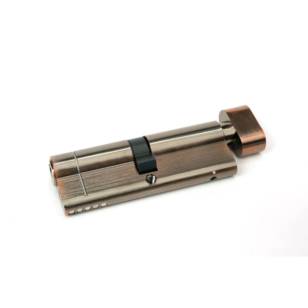 The 45/45 5-Pin Euro Cylinder Thumbturn Lock Keyed to Differ in Polished Bronze on a White Background 