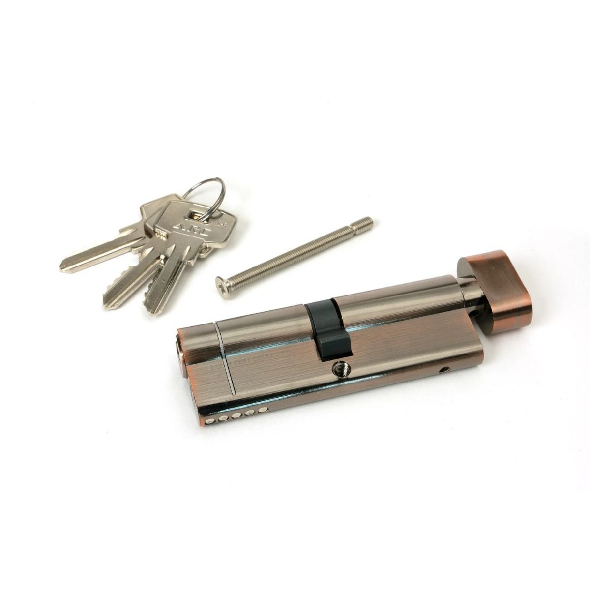 The 45/45 5-Pin Euro Cylinder Thumbturn Lock Keyed to Differ in Polished Bronze with Keys and Bolt 
