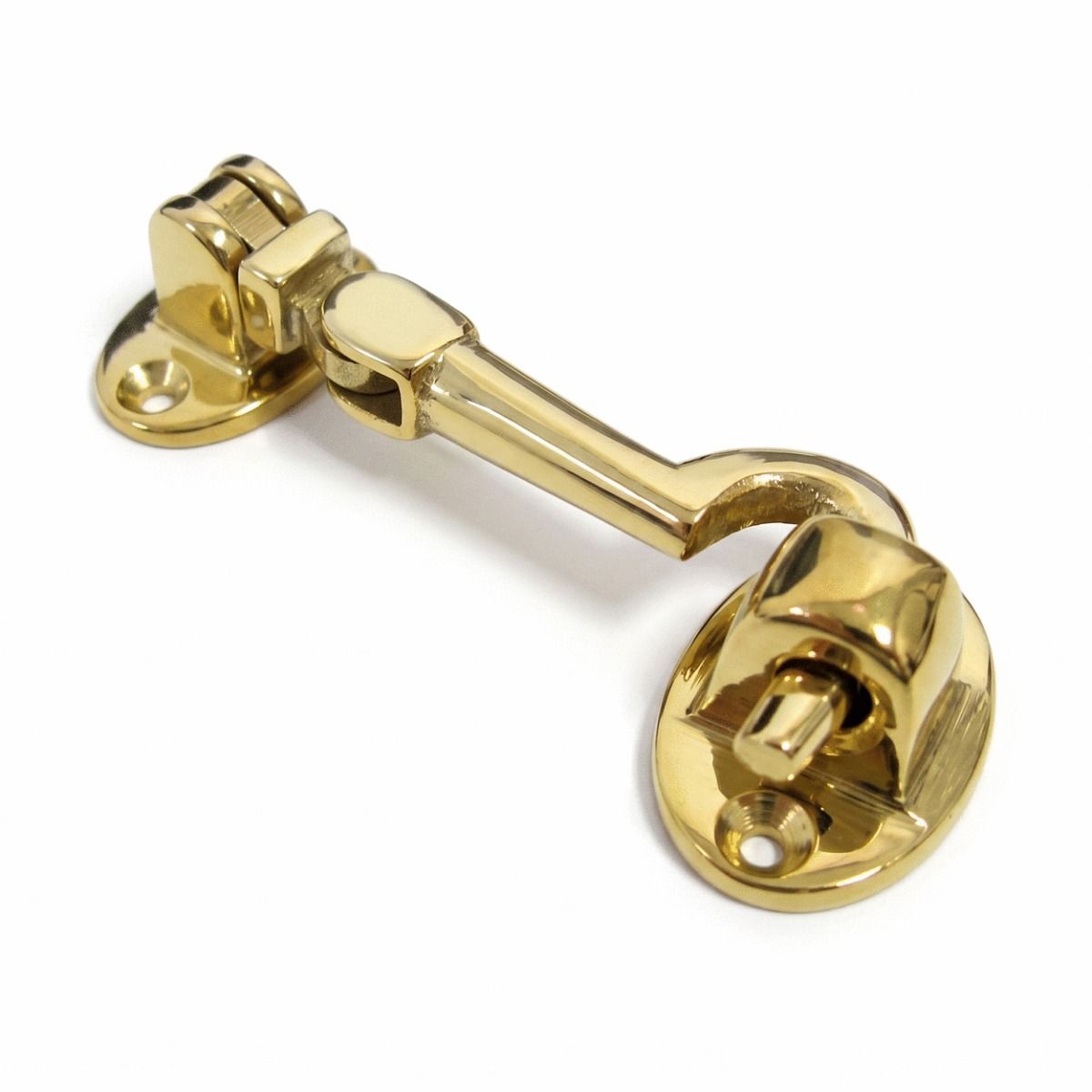 The 4 Inch Brass Cabin Hook Silent Type on a White Background 