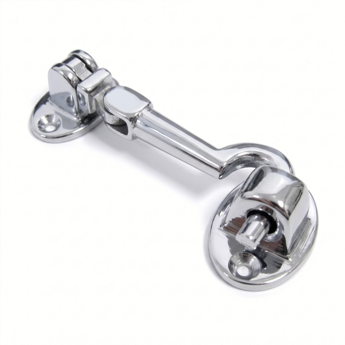 The 4 Inch Bright Chrome Cabin Hooks Silent Type on a White Background 