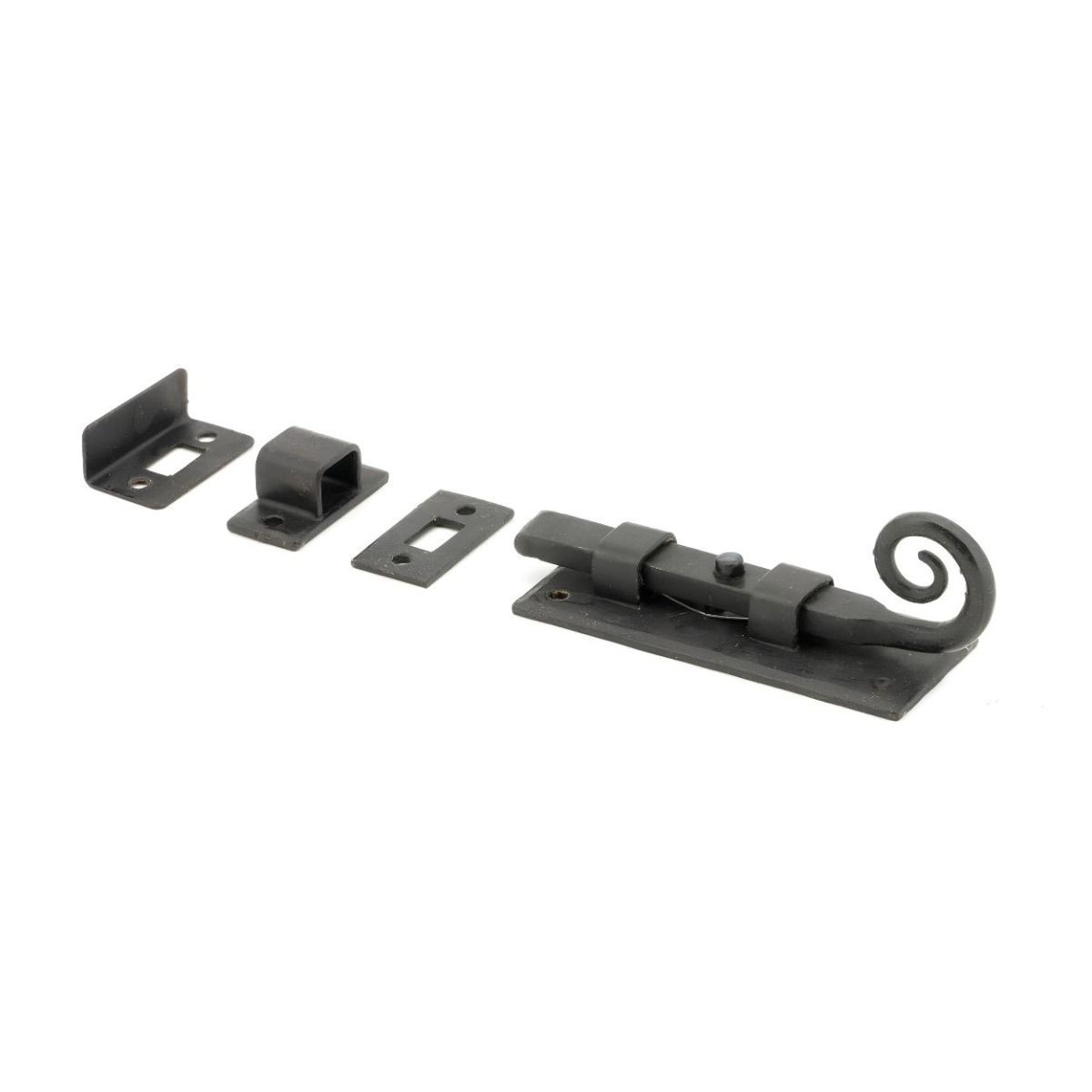 The 4 Inch Monkey Tail Window Security Bolt & Door Straight Bolt on a White Background in a Bees Wax Finish
