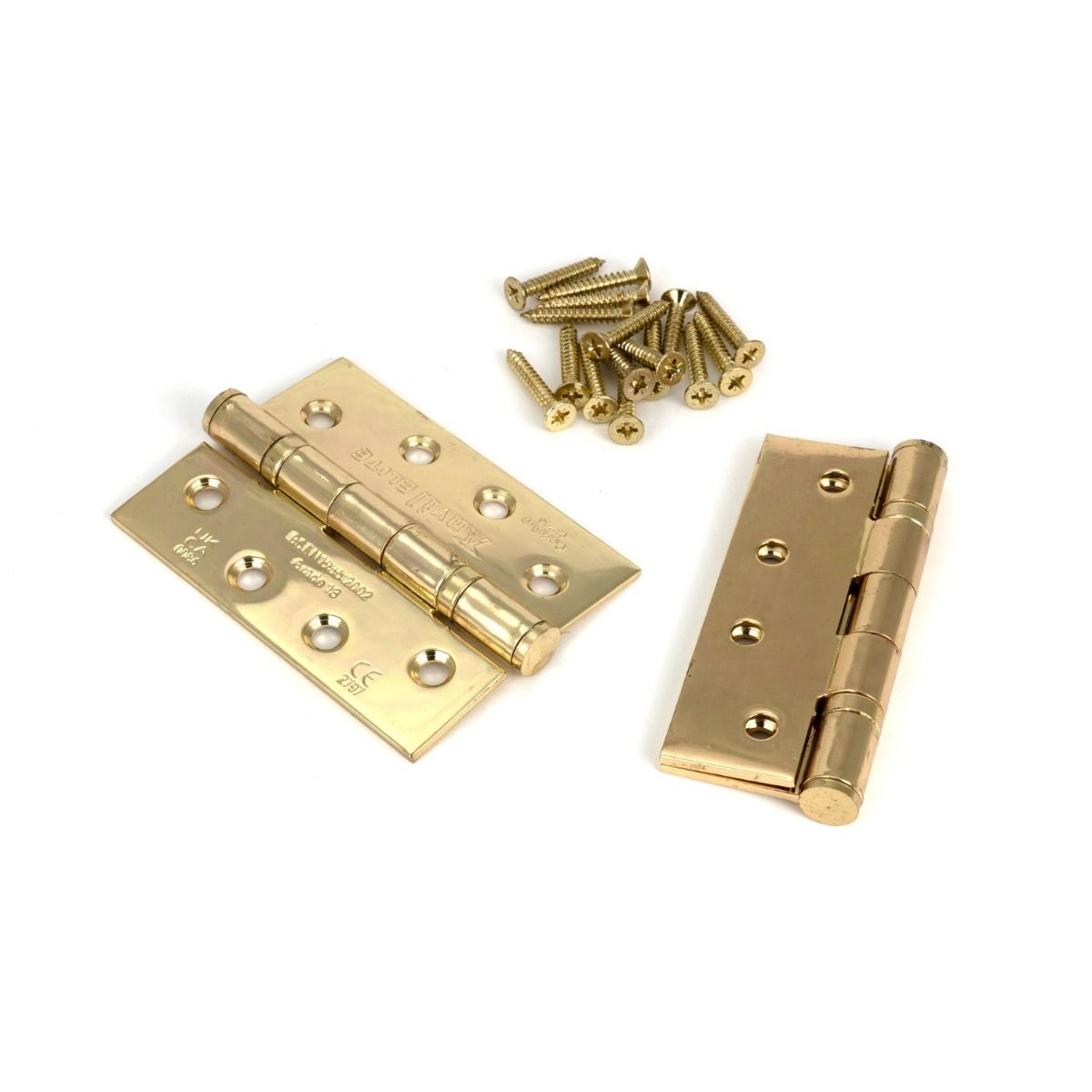 The 4 Stainless Steel Ball Bearing Butt Hinges (Pair) in Polished Brass with both Hinges and Screws