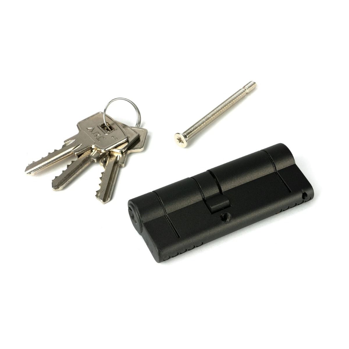 The 5-Pin Euro Cylinder Lock Keyed Alike - 35/45 - Aged Bronze with Keys and Bolts on a White Background 