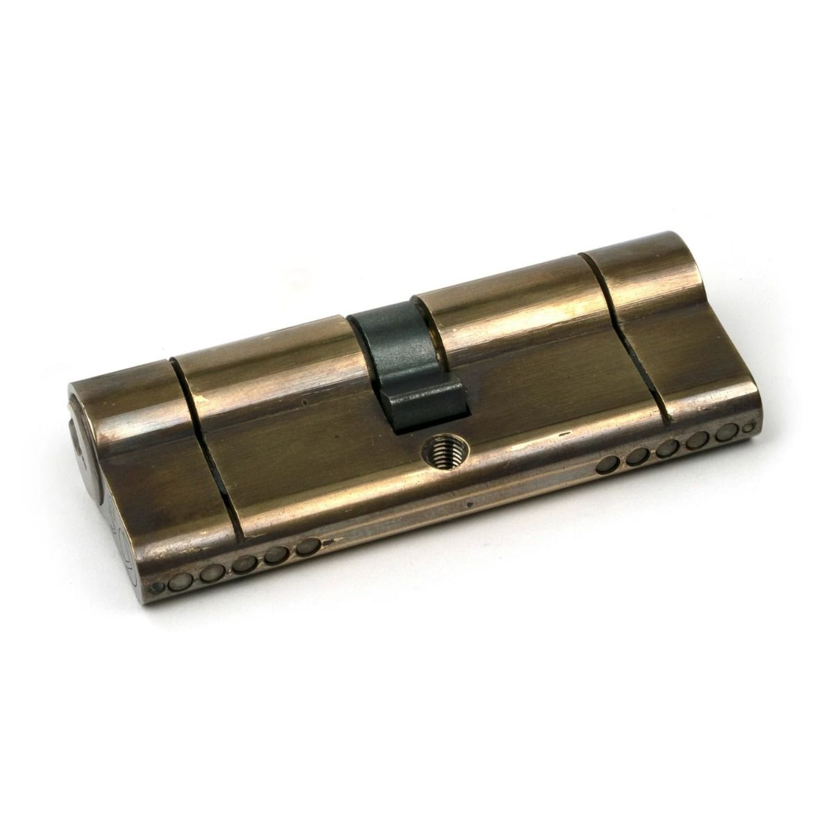 The 5-Pin Euro Cylinder Lock Keyed Alike - 40/40 - Aged Brass on a White Background 