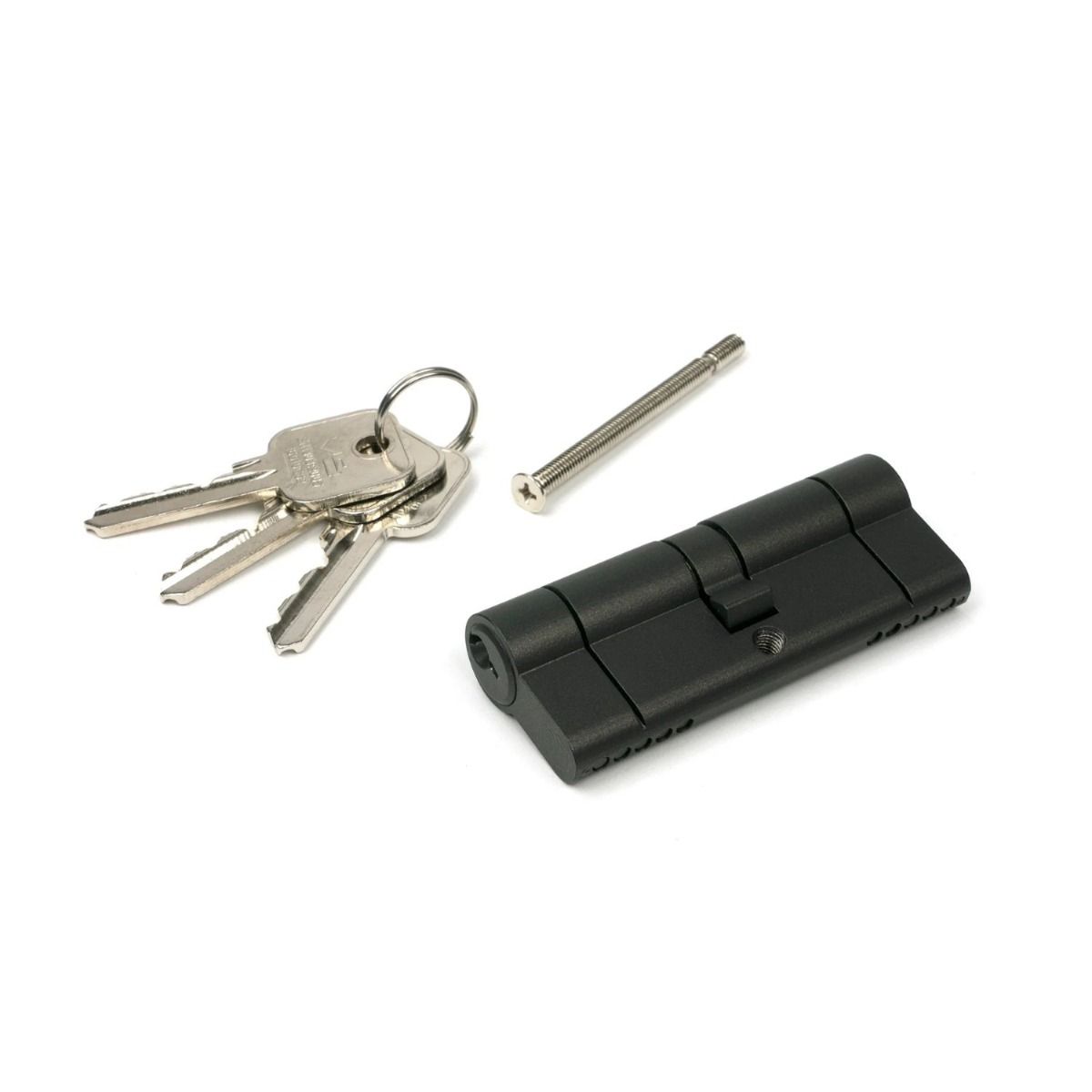 The 5-Pin Euro Cylinder Lock Keyed Alike - 40/40 - Aged Bronze with Bolt and Keys on a White Background 