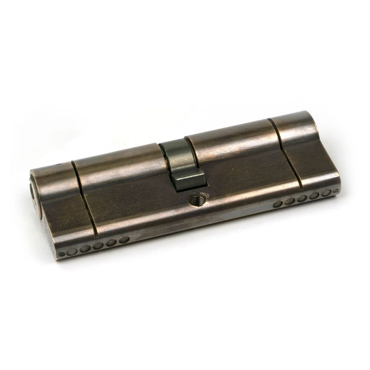 The 5-Pin Euro Cylinder Lock Keyed Alike - 45/45 - Aged Brass on a White Background 