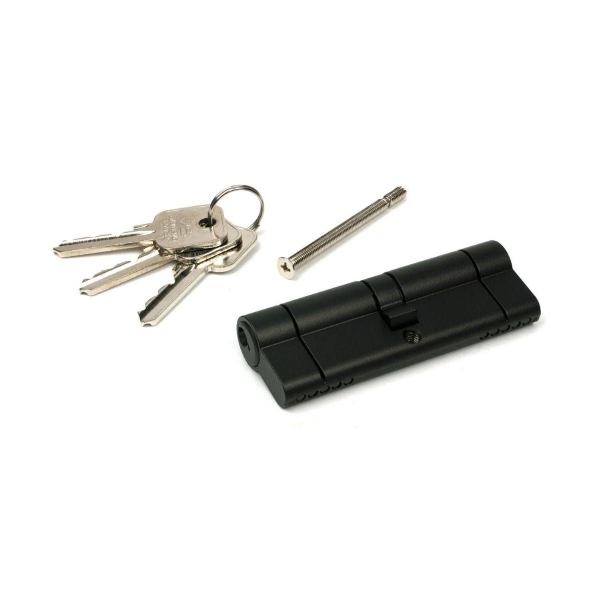 The 5-Pin Euro Cylinder Lock Keyed Alike - 45/45 - Aged Bronze with Bolt and Keys on a White Background 
