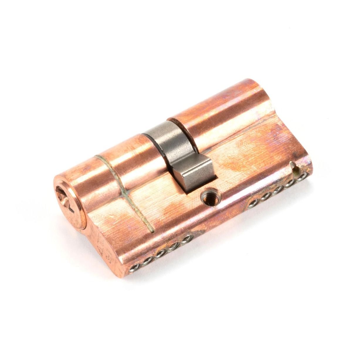 The 5-Pin Euro Cylinder Lock Keyed to Differ - 30/30 - Polished Bronze on a White Background 