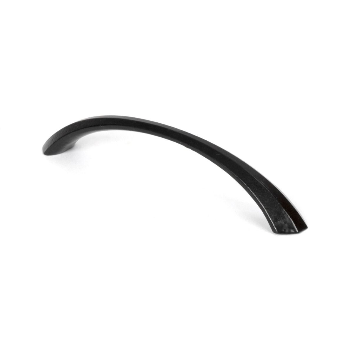 The 5" Curved Shell Pull Handle in Black Shown Upright on a White Background