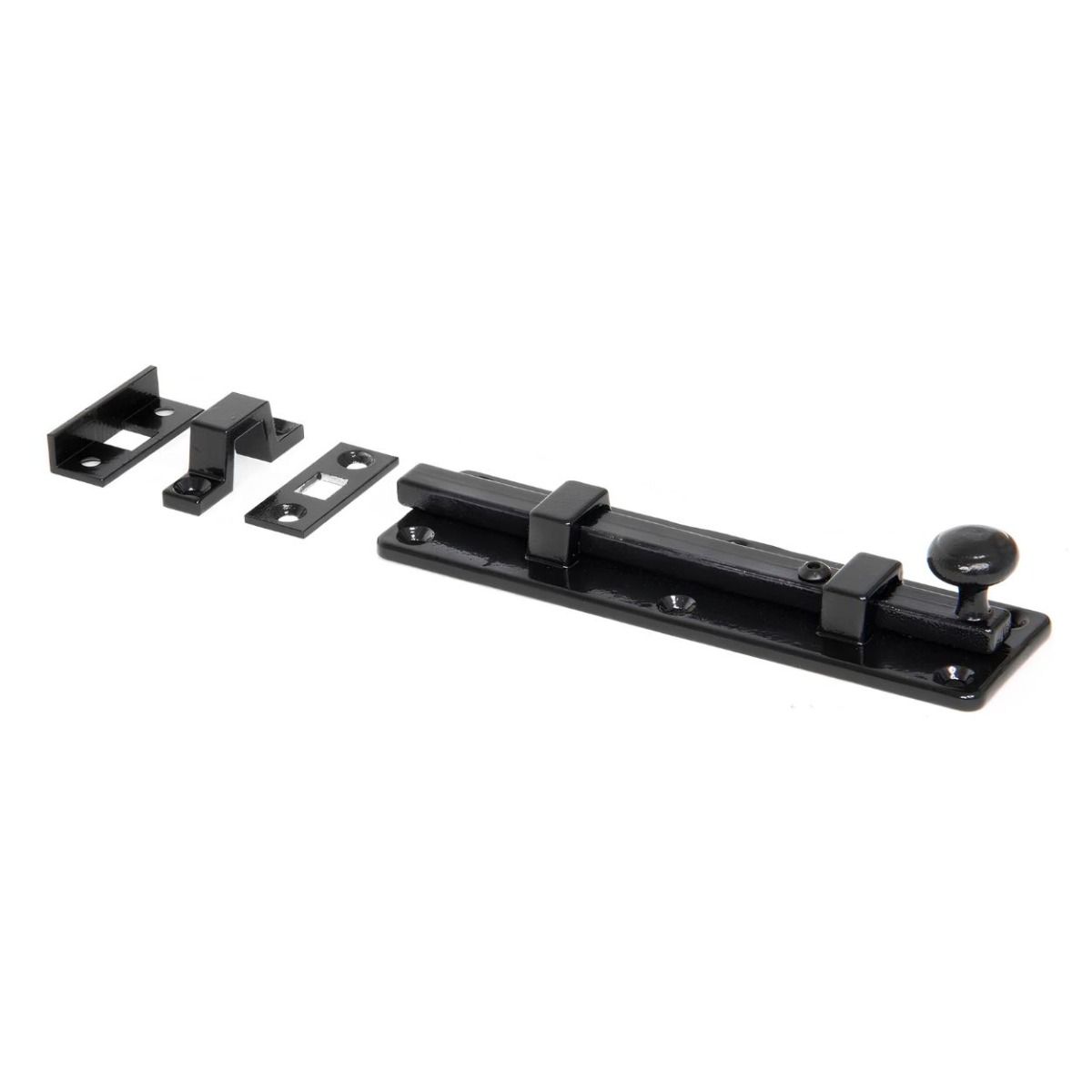 The 6" Classic Straight Window Bolt in a Black Finish with Fittings 
