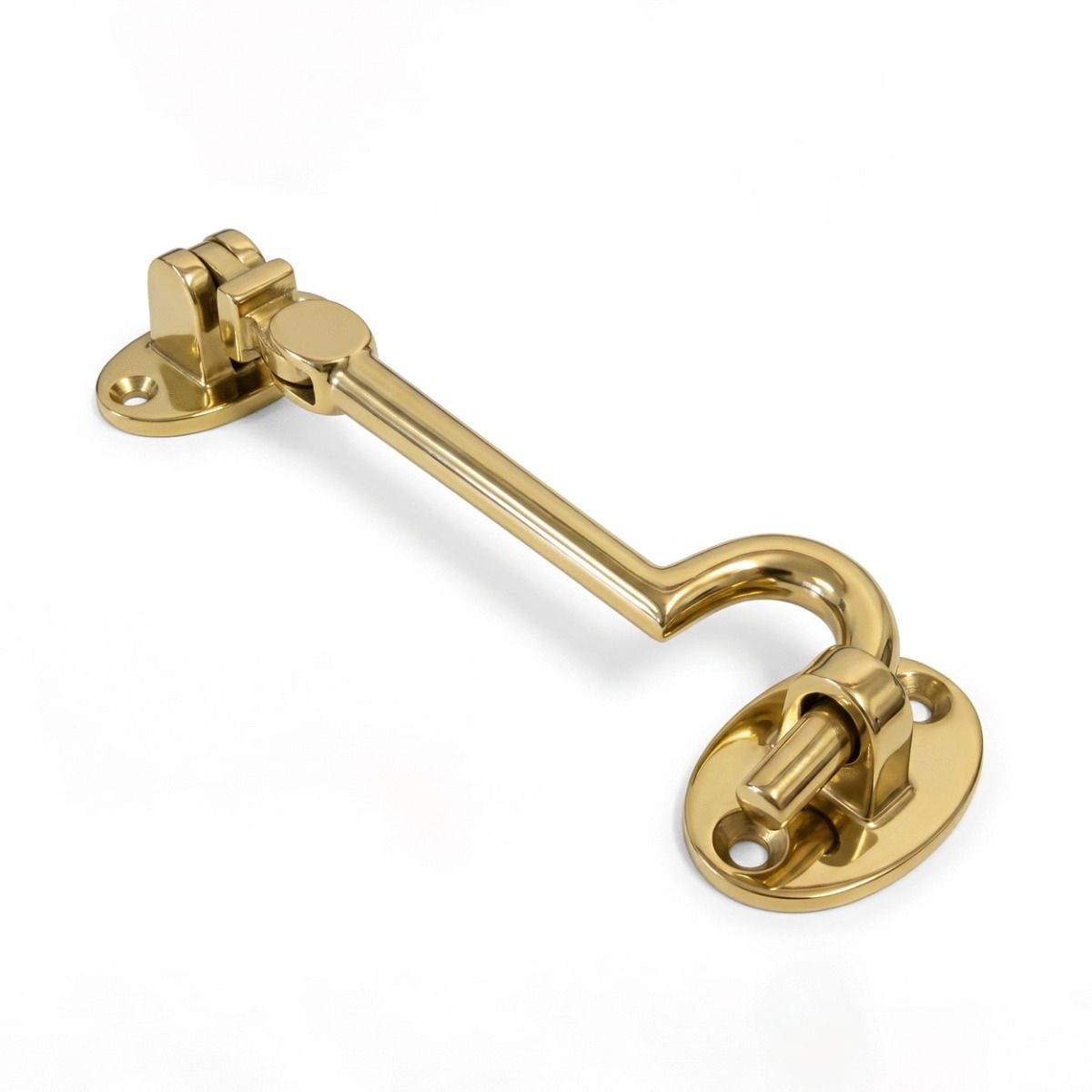 The 6 Inch Brass Cabin Hook Silent Type shown on a White Background 