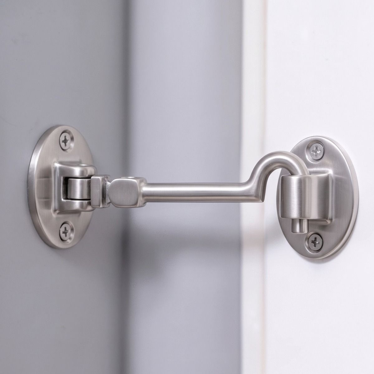 Silent Type Holding Open a White Door in a Modern Home - Digital Illustration 