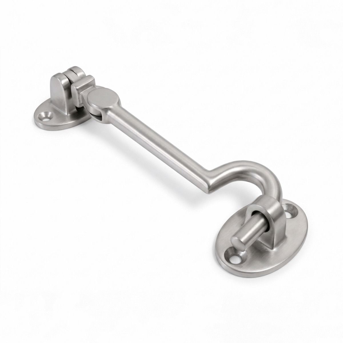 The 6 Inch Satin Chrome Brass Cabin Hooks Silent Type shown on a White Background