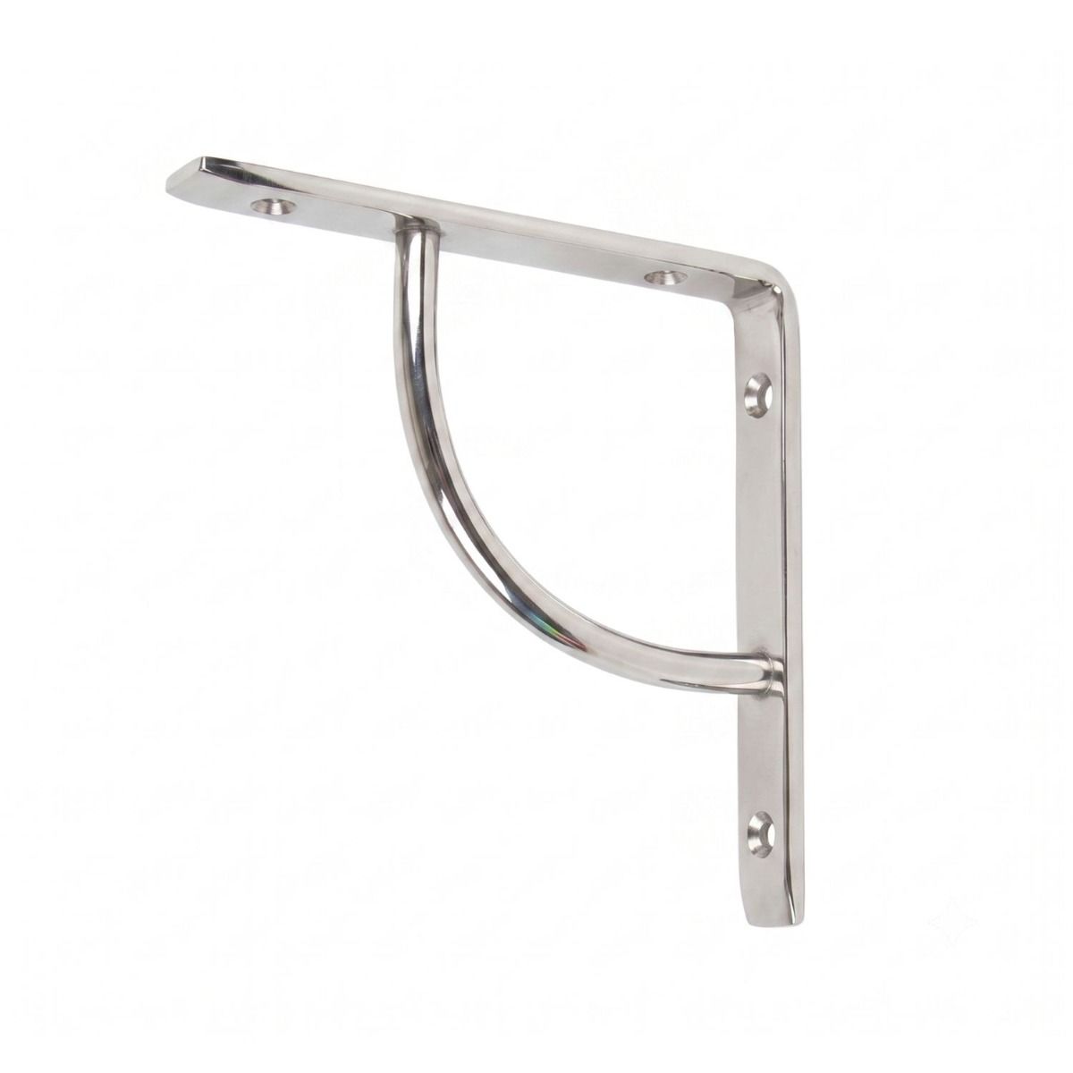 The 6"" x 6"" Arched Shelf Bracket Natural Smooth Finish on a White Background 