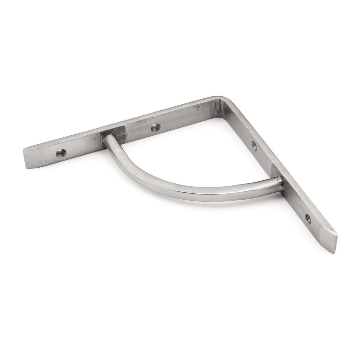 The 6"" x 6"" Arched Shelf Bracket Natural Smooth Finish Shown on its Side 