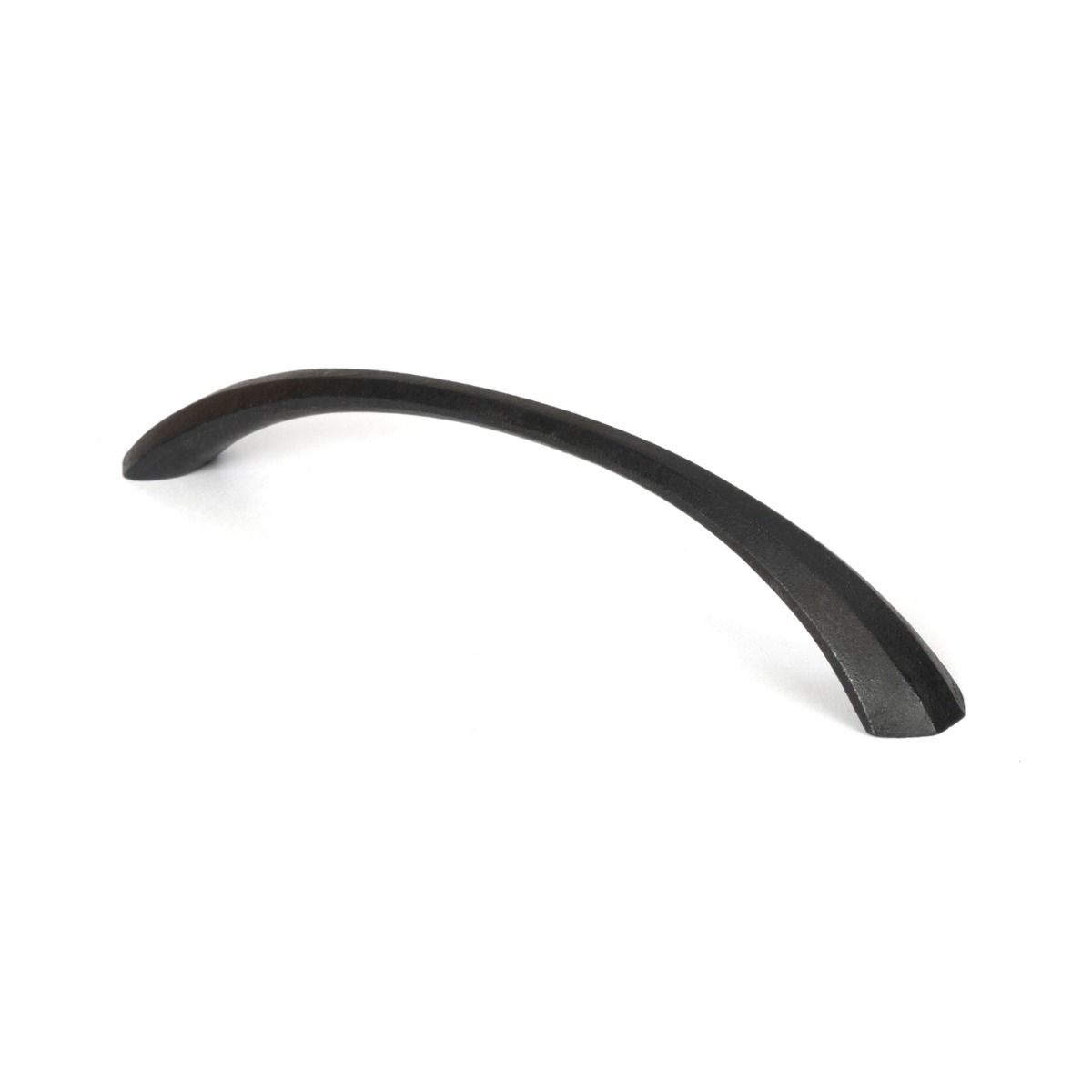 The 7" Curved Shell Pull Handle in Black Shown Upright on a White Background