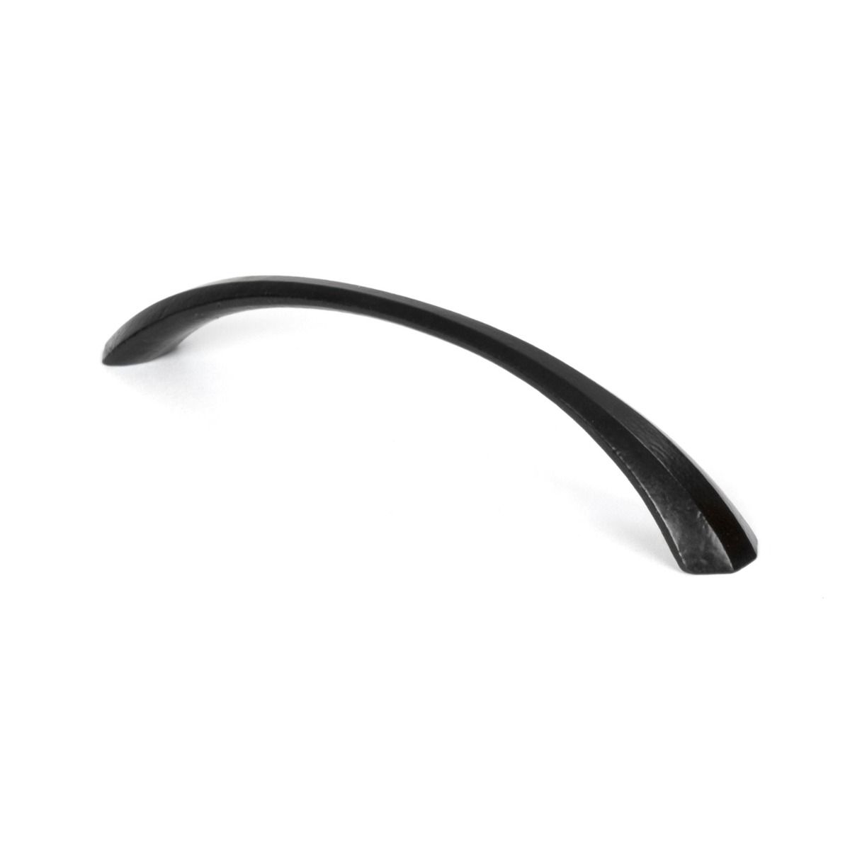The 7" Curved Shell Pull Handle in Black Shown Upright on a White Background