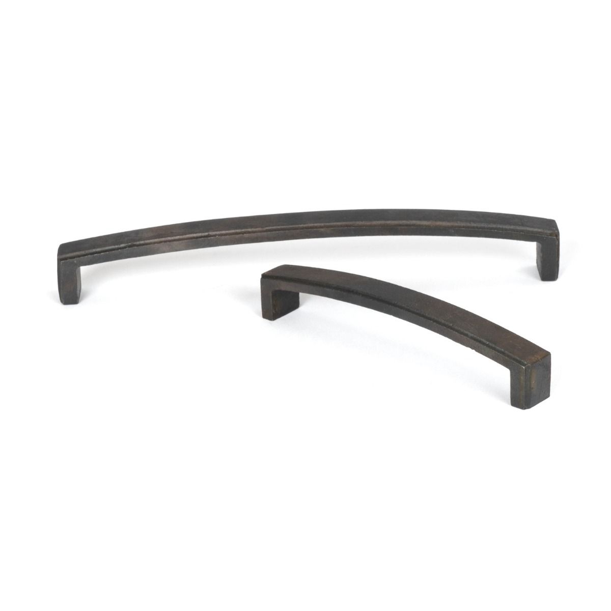 The 8.25" Linear Bridge Pull Handle in Beeswax Next to the Other Size