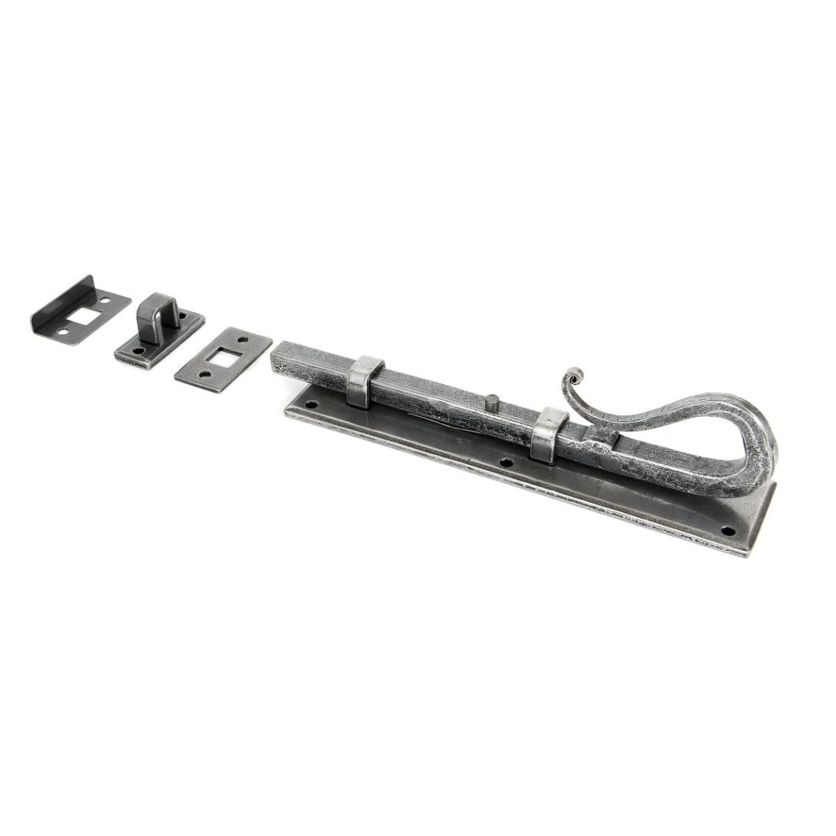The 8" Shepherds Crook Security Bolt for Windows & Doors in a Pewter Finish
