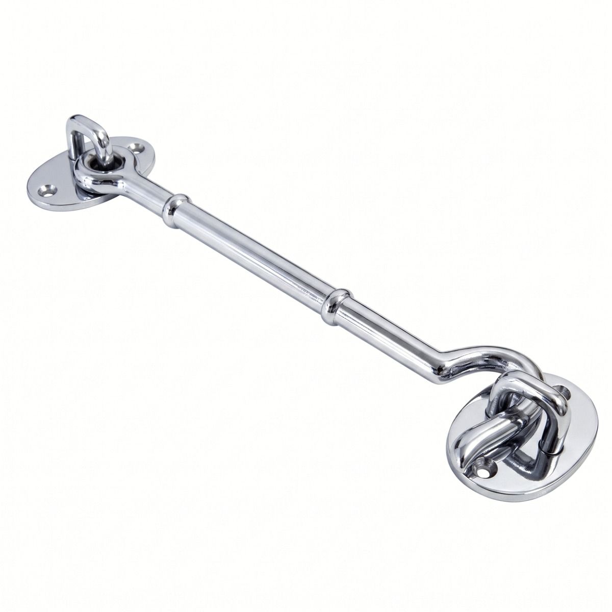 The 8 Inch Bright Chrome Cabin Hook Loose Ring Type on a White Background