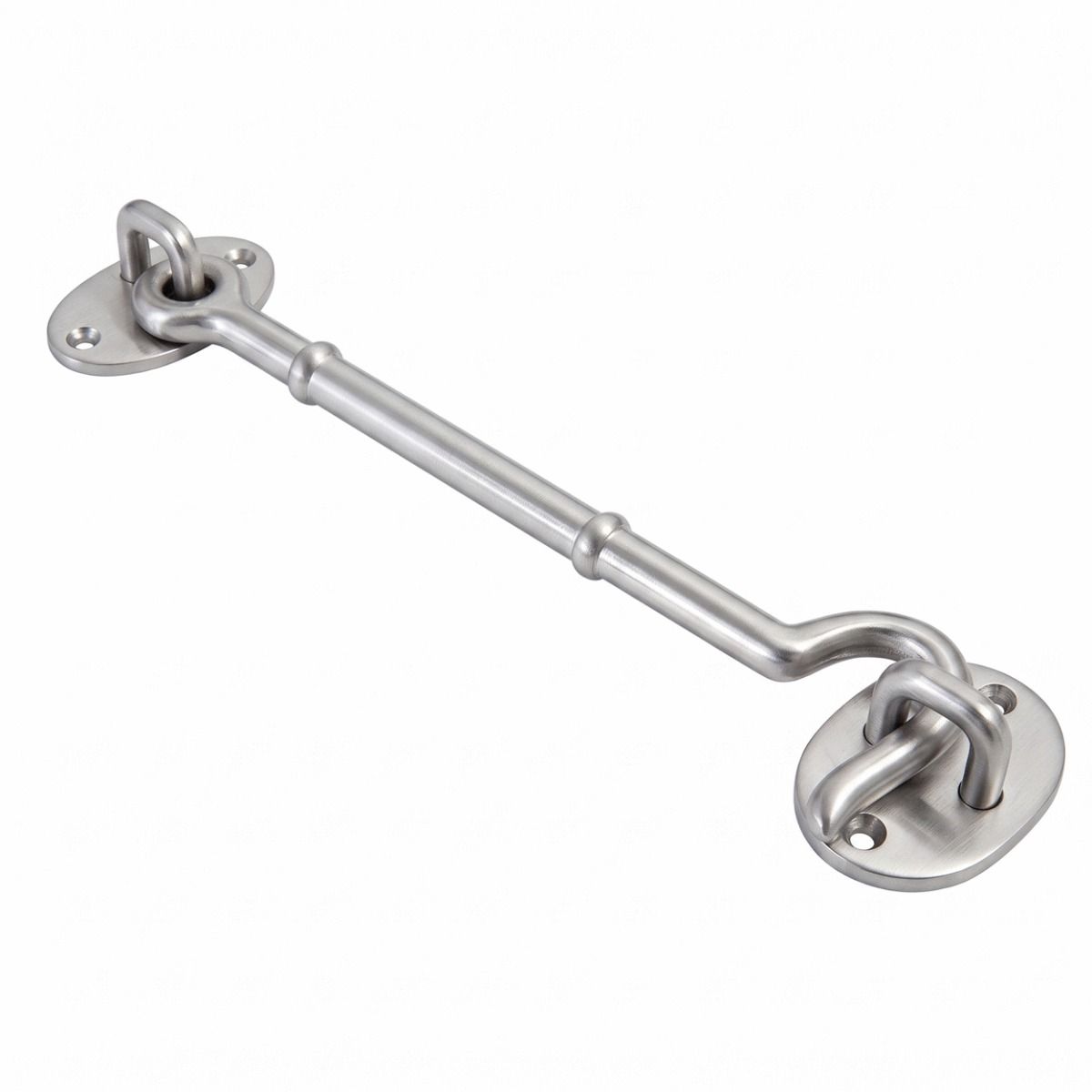 The 8 Inch Satin Chrome Cabin Hook Loose Ring Type on a White Background
