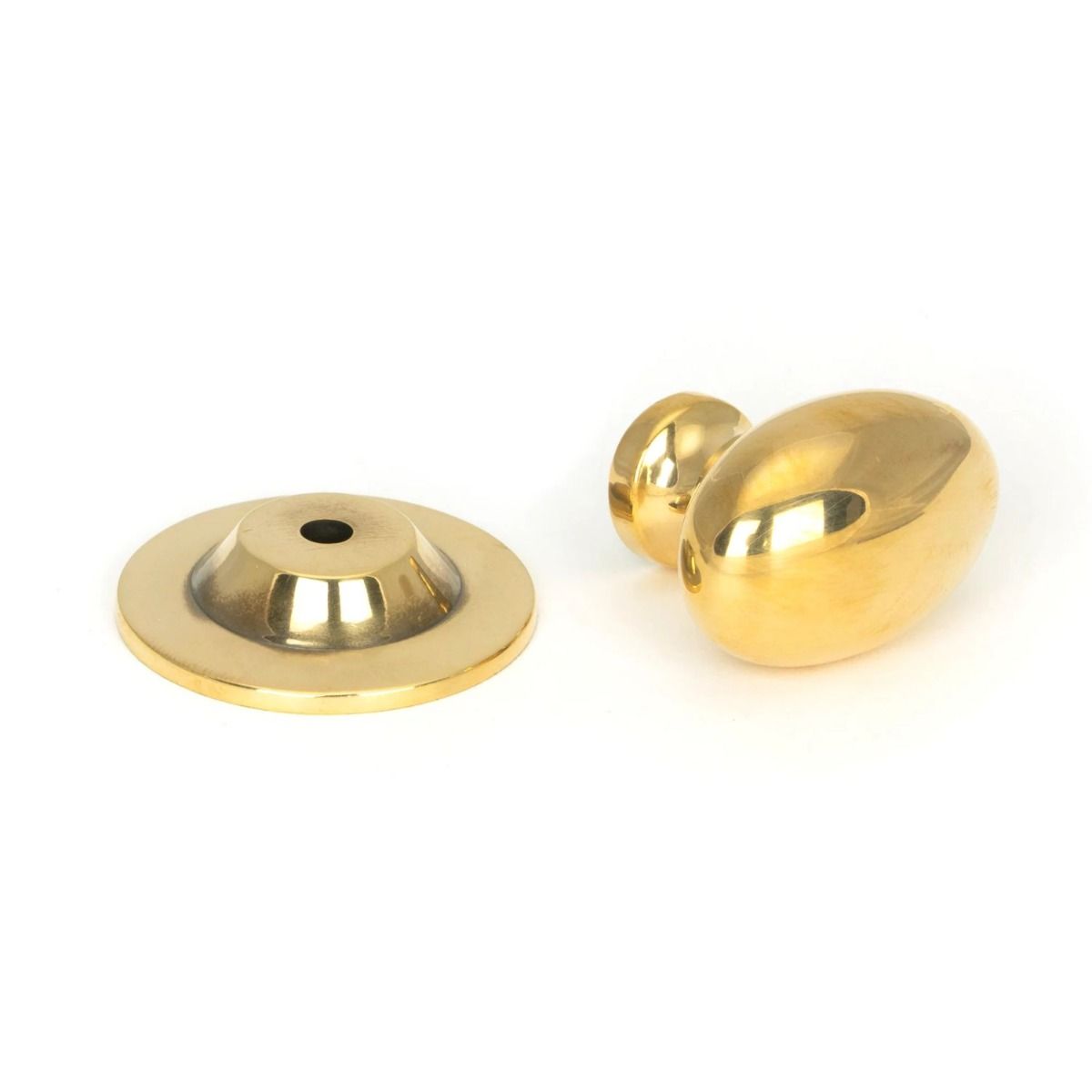 The Aged Brass 40mm Traditional Oval Cabinet Knob With Rose on a White Background 
