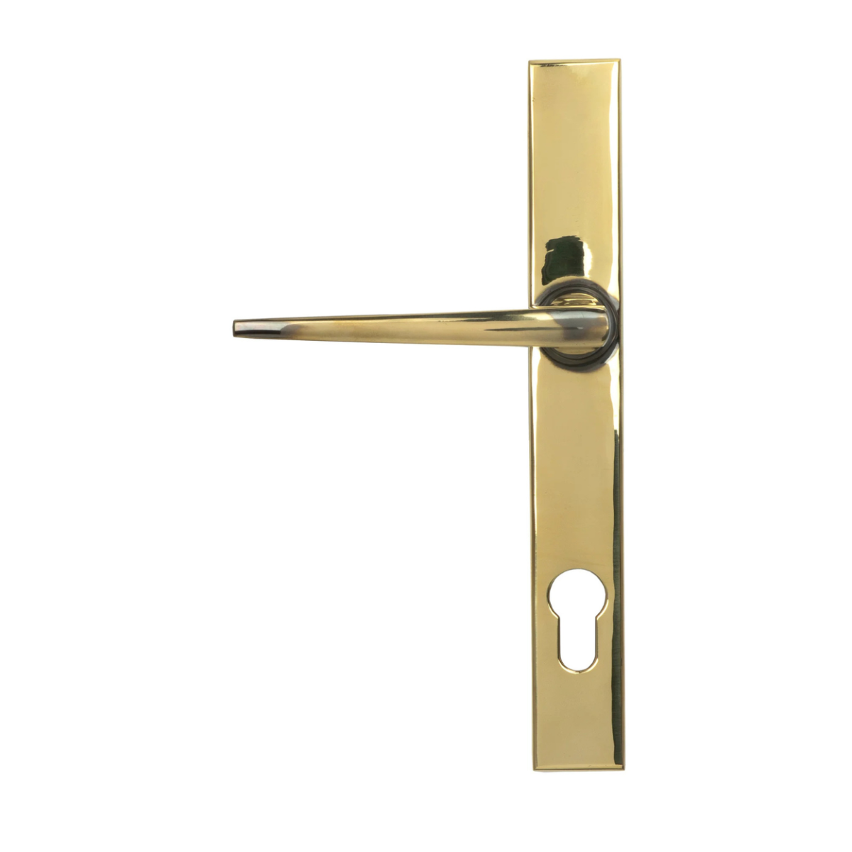 The Aged Brass Slimline Espag Lever Door Handle (92mm Centres) Shown from the Back