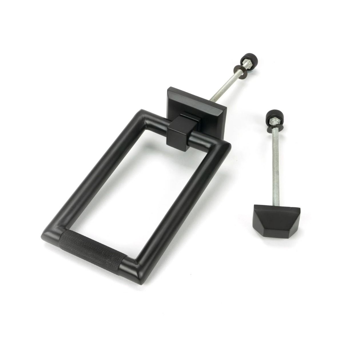 The Aged Bronze Modern Knurled Rectangular Door Knocker with Bolts