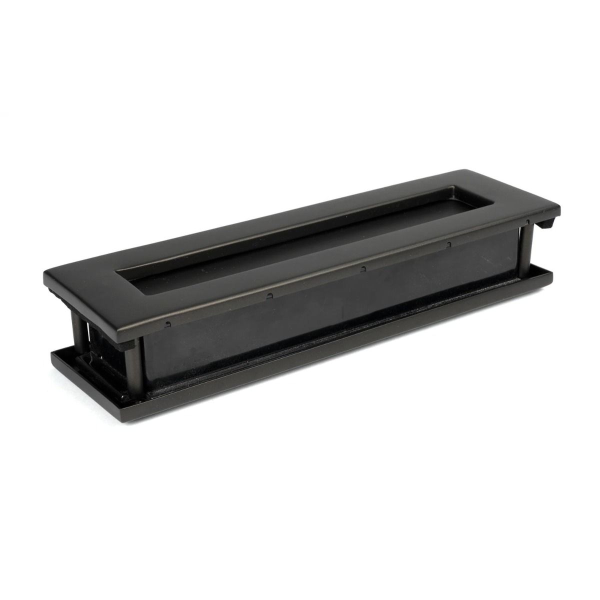 The Aged Bronze Traditional Sleeved Door Letterbox Set Showing the Interior Plate