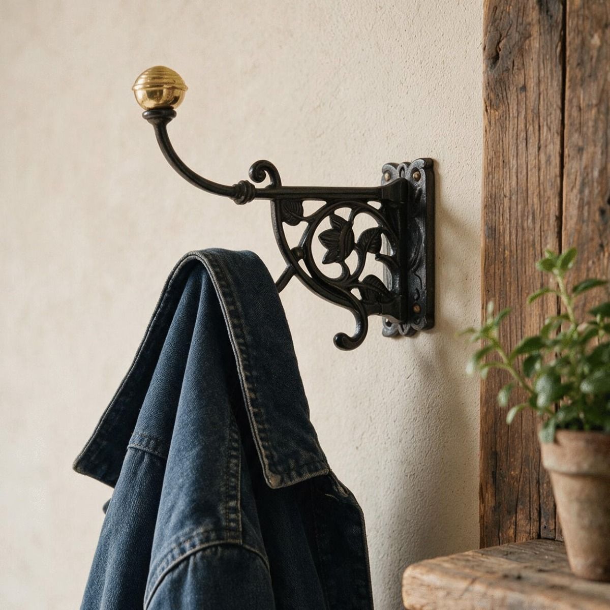 The Antonietta Double Hook in an Entrance Hallway to a Home Next to a Shelf - Digital Illustration 