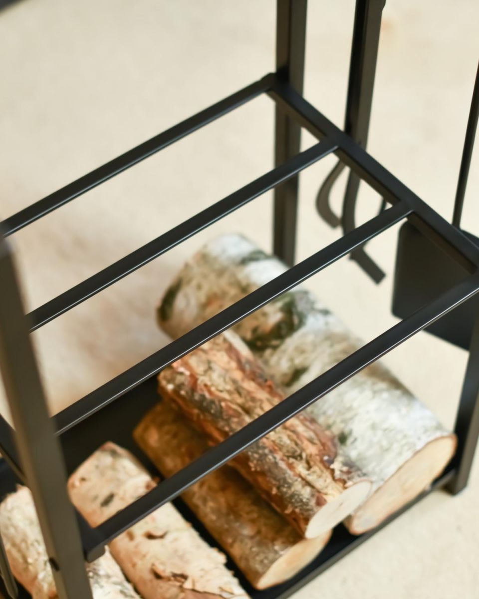 Close Up Of "The Arcus" Complete Fireside Companion Log Shelves