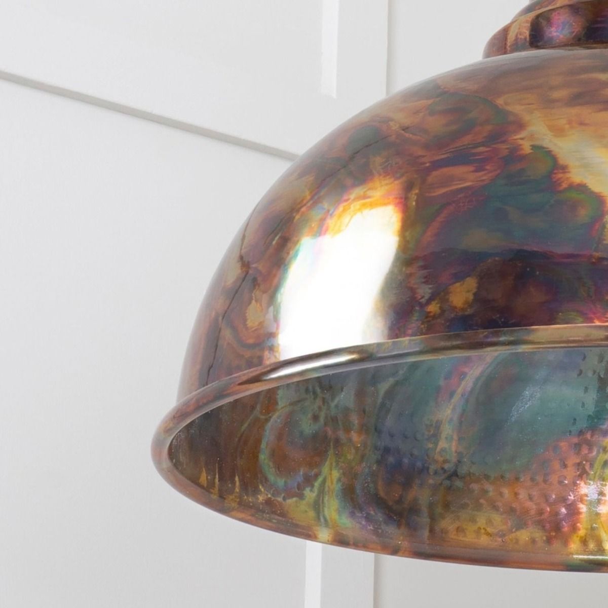 The Arcus Spun Pendant Light in Burnished Finish Showing a Close up of the Light Shade
