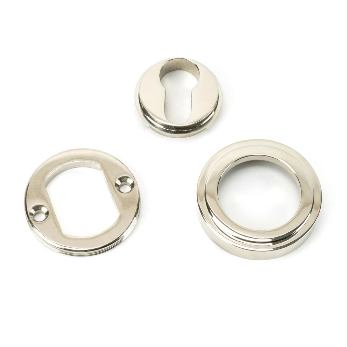 The Art Deco Concealed Standard Euro Escutcheon - Polished Nickel with all of the Components 