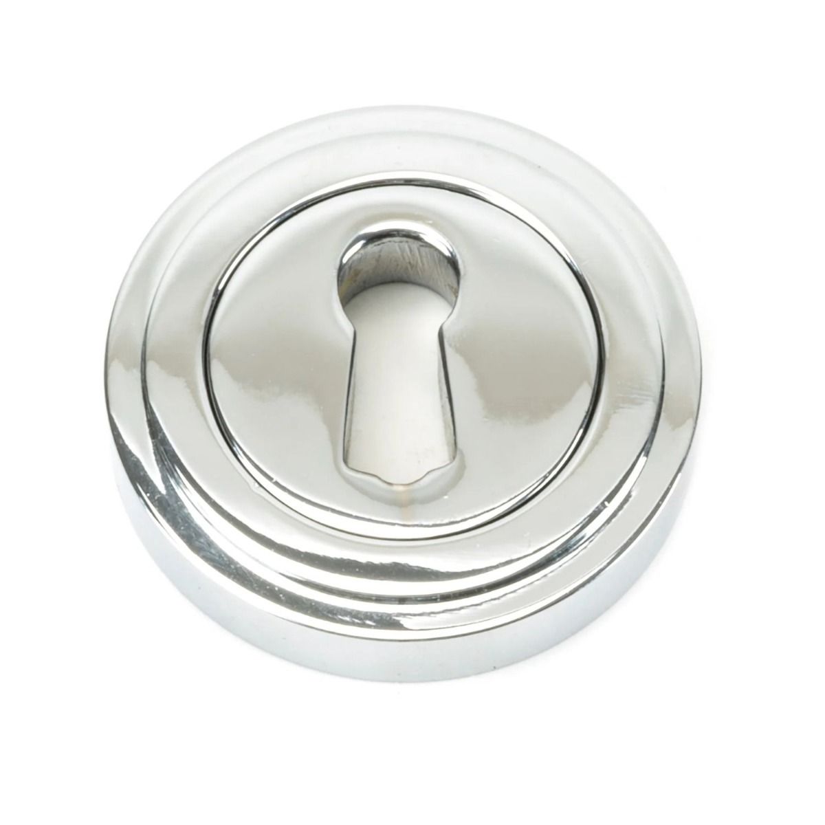 The Art Deco Concealed Standard Keyhole Escutcheon - Polished Chrome on a White Background .jpg