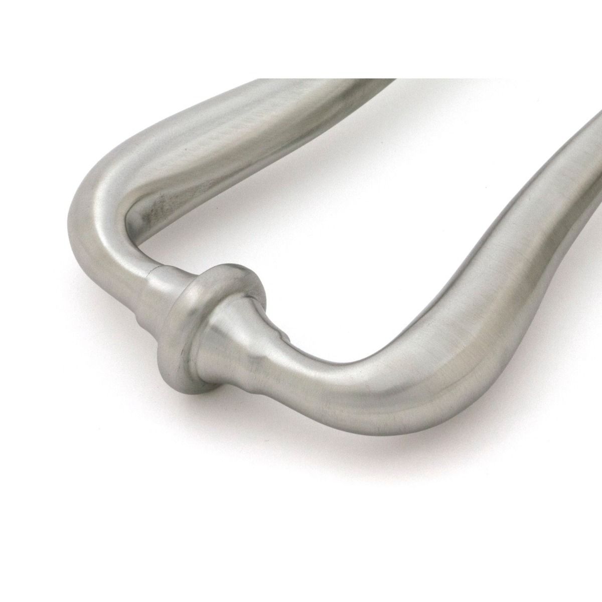 The Art Deco Geometric Loop Door Knocker in Satin Stainless Steel Showing a Close up of the Knocker Handle