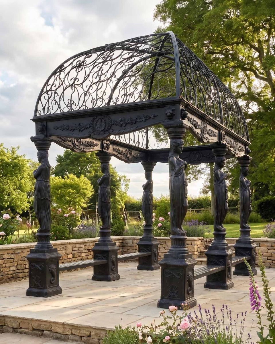 The "Athenian Goddess" Black Royal Palace Gazebo Digital Illustration web