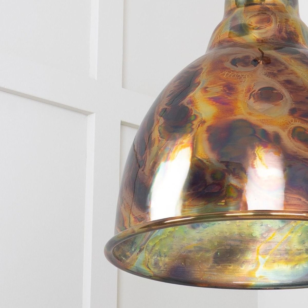 The Aura Dome Pendant Light in Burnished Brass Showing a Close up of the Lamp Shade