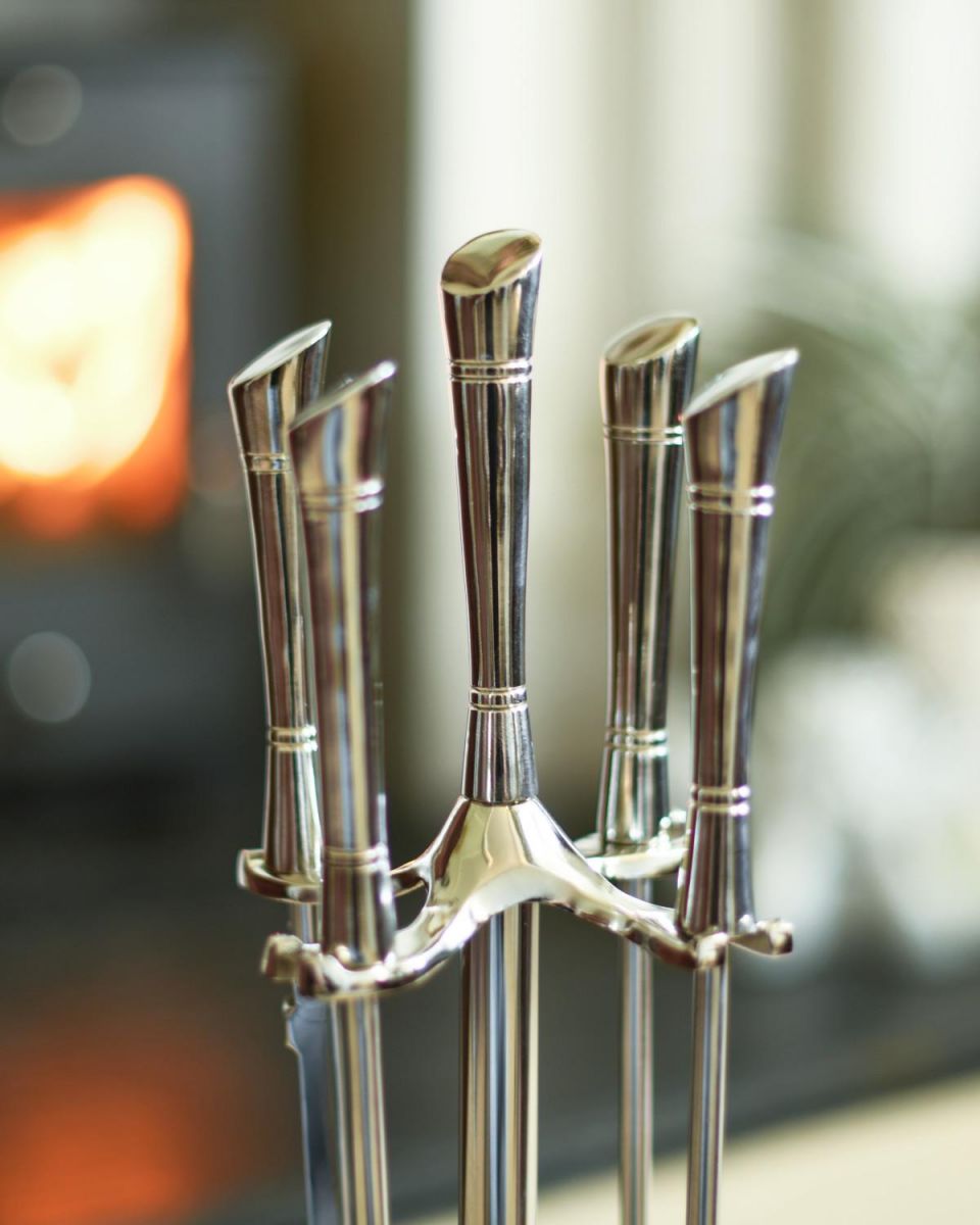 Close Up Of "The Aylesbury" Polished Companion Set Handles