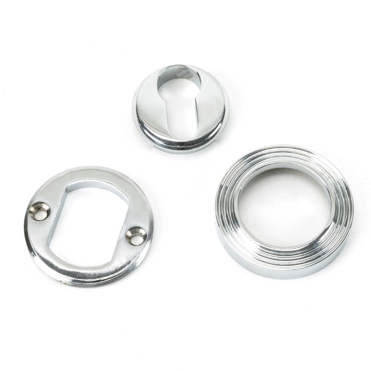 The Beehive Concealed Standard Euro Escutcheon - Polished Chrome with all of the Components 