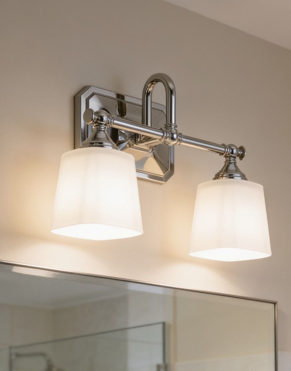 The "Birkhall" Over Mirror Wall Light in a Living Room Interior - Digital Illustration