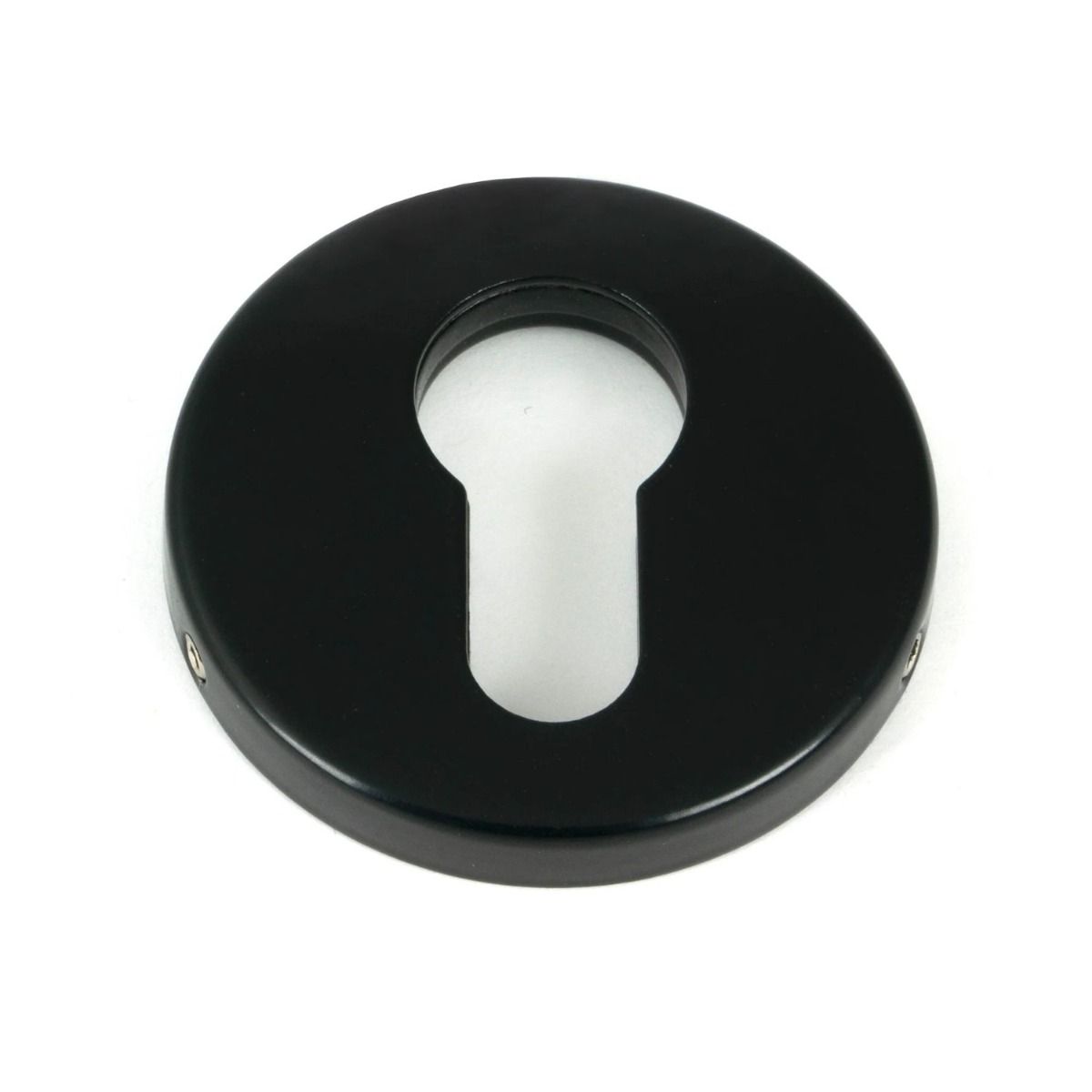 The Black Round Concealed Euro Profile Escutcheon on a White Background