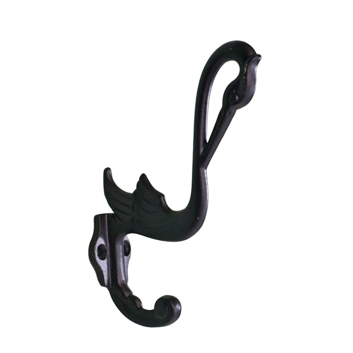The Black Swan Design Cast Iron Hook on a White Background - Digital Illustration 