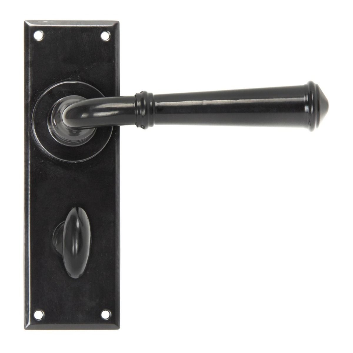 The Black Traditional Reeded Detail Bathroom Privacy Lock Handle Set