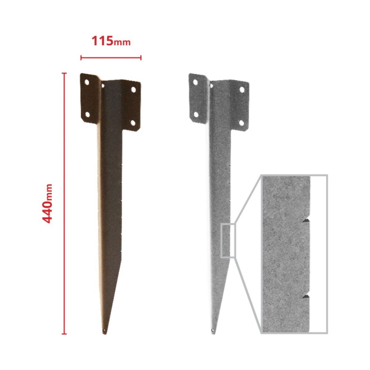The Brown and galvanised Railway Sleeper Straight Inline Spikes - Single Dimensions 