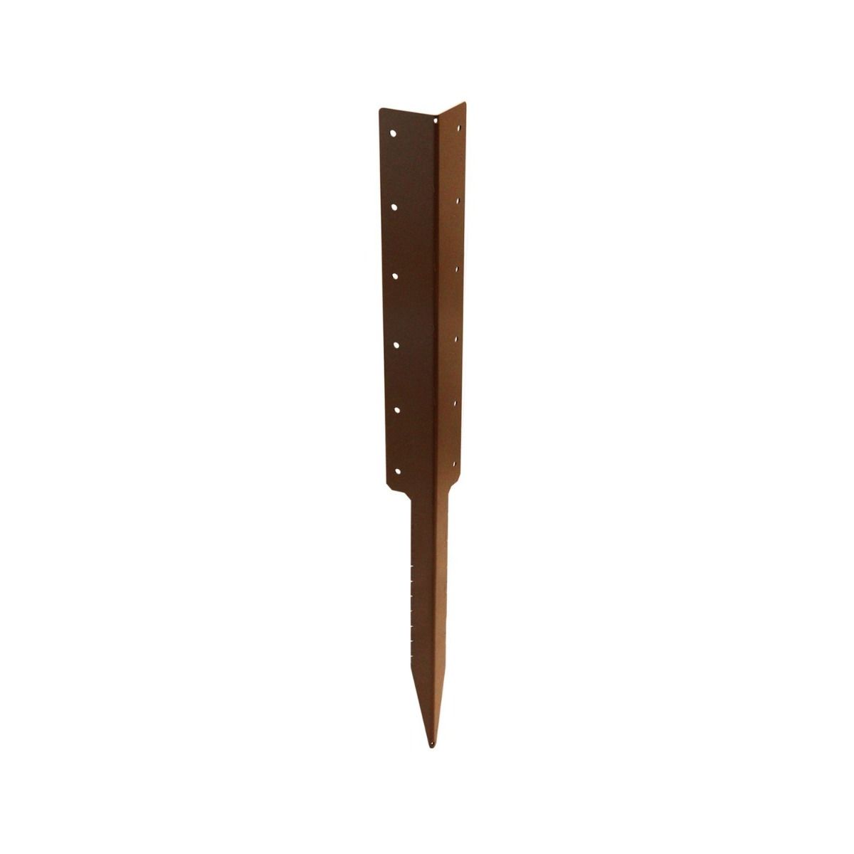 The Brown Heavy Duty Railway Sleeper Corner Spikes - Right Angle Timber Raised Bed Anchors on a White Background 